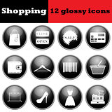 Set of shopping glossy icons
