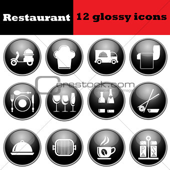 Set of restaurant glossy icons