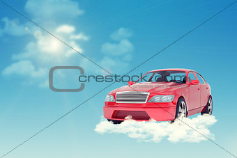 Red car on cloud