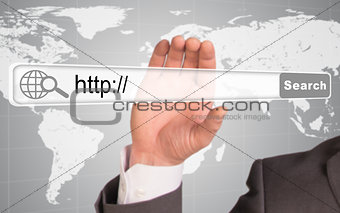 Businessmans hand holding browser