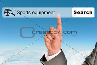 Businessmans hand on blue sky background