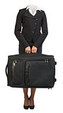 Woman body standing with flight bag
