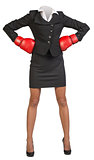 Woman body standing in boxing gloves