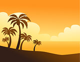 Summer color background with palm trees 