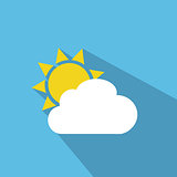 Flat sun and cloud weather web icon 