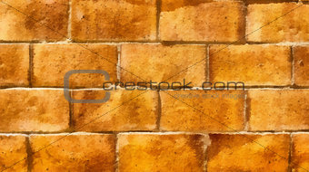 Wall of yellow bricks. Background. Drawing.