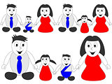 Happy family - man, woman and children holding hands