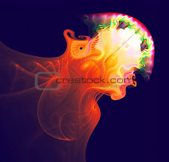 Abstract jellyfish in the ocean. Fractal art graphics