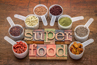 superfoods in sccop and letterpress typography