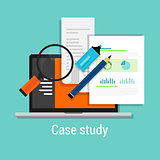 case study studies icon flat laptop magnifier