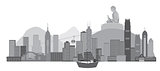 Hong Kong Skyline and Buddha Statue Illustration