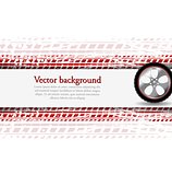 Wheel and grunge tire track. Abstract vector background