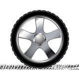 Wheel and grunge tire track abstract background