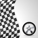 Sport background with wheel and finish flag