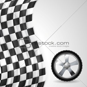 Sport background with wheel and finish flag
