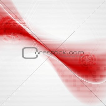 Red wavy tech abstract background