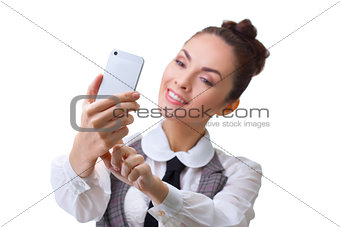 Beautiful girl taking selfie