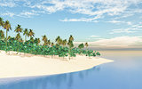 3D tropical island in sea