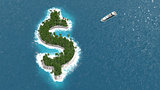 Tax haven, financial or wealth evasion on a dollar shaped island.