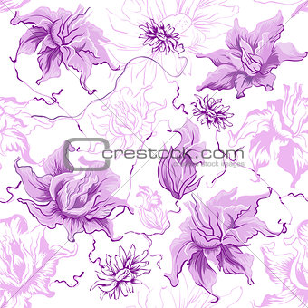 Purple flowers. Seamless