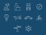 Travel and transport buttons set. Vector illustration.