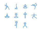 Yoga icons, mono vector symbols