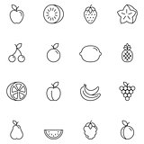 Fruits Thin Line Icons