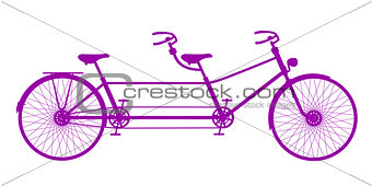 Retro tandem bicycle in purple design