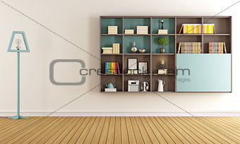 Living room with  modern bookcase