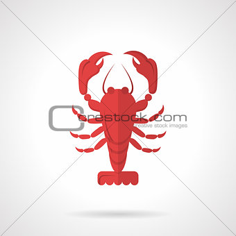 Red crawfish flat color vector icon