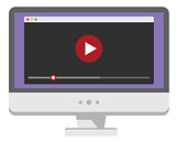 Personal computer screen with web video player. Vector illustration