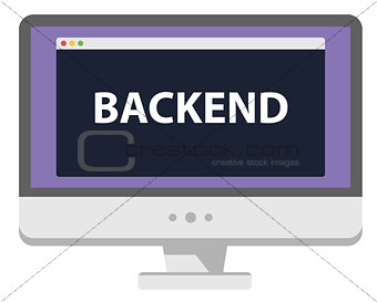 Web development illustration computer display says Backend
