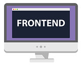 Web development illustration computer display says Frontend