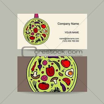 Pan with vegetables. Business card design