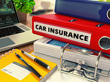 Red Office Folder with Inscription Car Insurance.