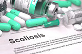 Scoliosis Diagnosis. Medical Concept. Composition of Medicaments.