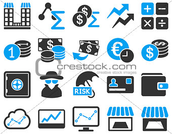 Accounting service and trade business icon set.