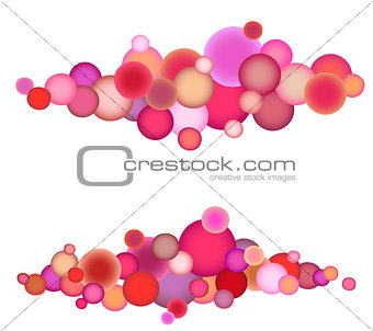 bubble string pattern in multiple pink orange over white
