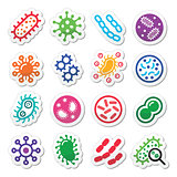 Bacteria, superbug, virus icons set