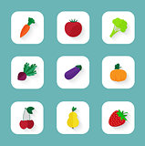 Set of flat icons - fruits and vegetables