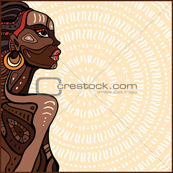 Profile of beautiful African woman.