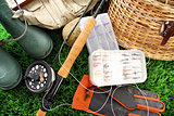 Fly fishing equipment ready to use