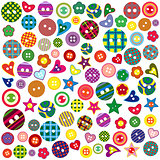 Many colored ornamental buttons