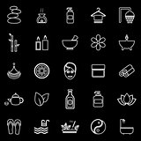 Spa line icons on black background