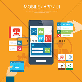 mobile app and ui element flat design