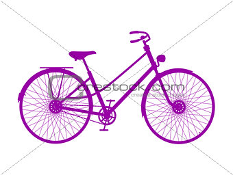 Silhouette of retro bicycle in purple design