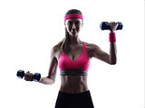 woman fitness weights training exercises silhouette