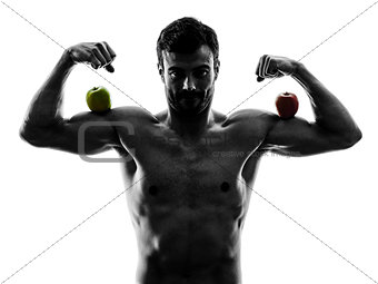 man exercising fitness exercises silhouette