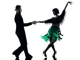 elegant couple dancers dancing silhouette