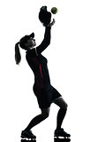 woman playing softball players silhouette isolated